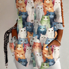 Cateline™ Playful Cat Print Blouse