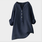 Stella™ Elegant Cotton-Linen V-Neck Blouse