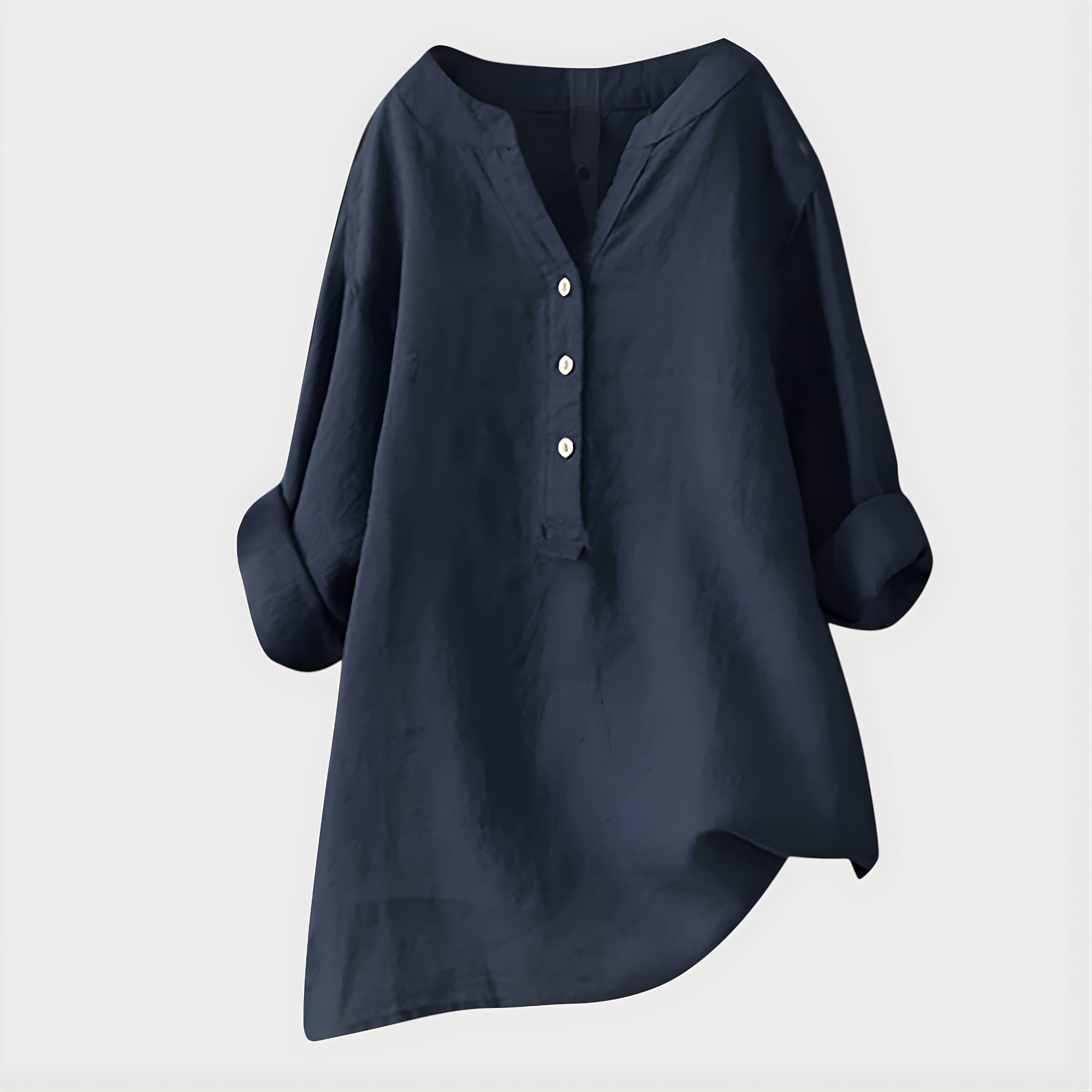 Stella™ Elegant Cotton-Linen V-Neck Blouse