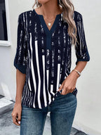DAELYN™ | STRIPED BLOUSE WITH NOTCHED NECKLINE
