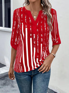 DAELYN™ | STRIPED BLOUSE WITH NOTCHED NECKLINE