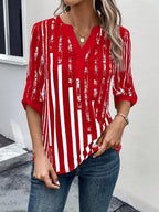 DAELYN™ | STRIPED BLOUSE WITH NOTCHED NECKLINE