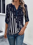 DAELYN™ | STRIPED BLOUSE WITH NOTCHED NECKLINE