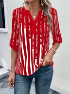 DAELYN™ | STRIPED BLOUSE WITH NOTCHED NECKLINE
