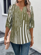 DAELYN™ | STRIPED BLOUSE WITH NOTCHED NECKLINE