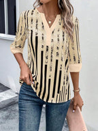 DAELYN™ | STRIPED BLOUSE WITH NOTCHED NECKLINE