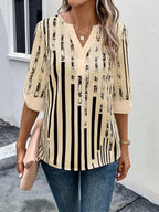 DAELYN™ | STRIPED BLOUSE WITH NOTCHED NECKLINE
