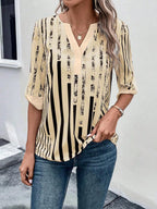 DAELYN™ | STRIPED BLOUSE WITH NOTCHED NECKLINE