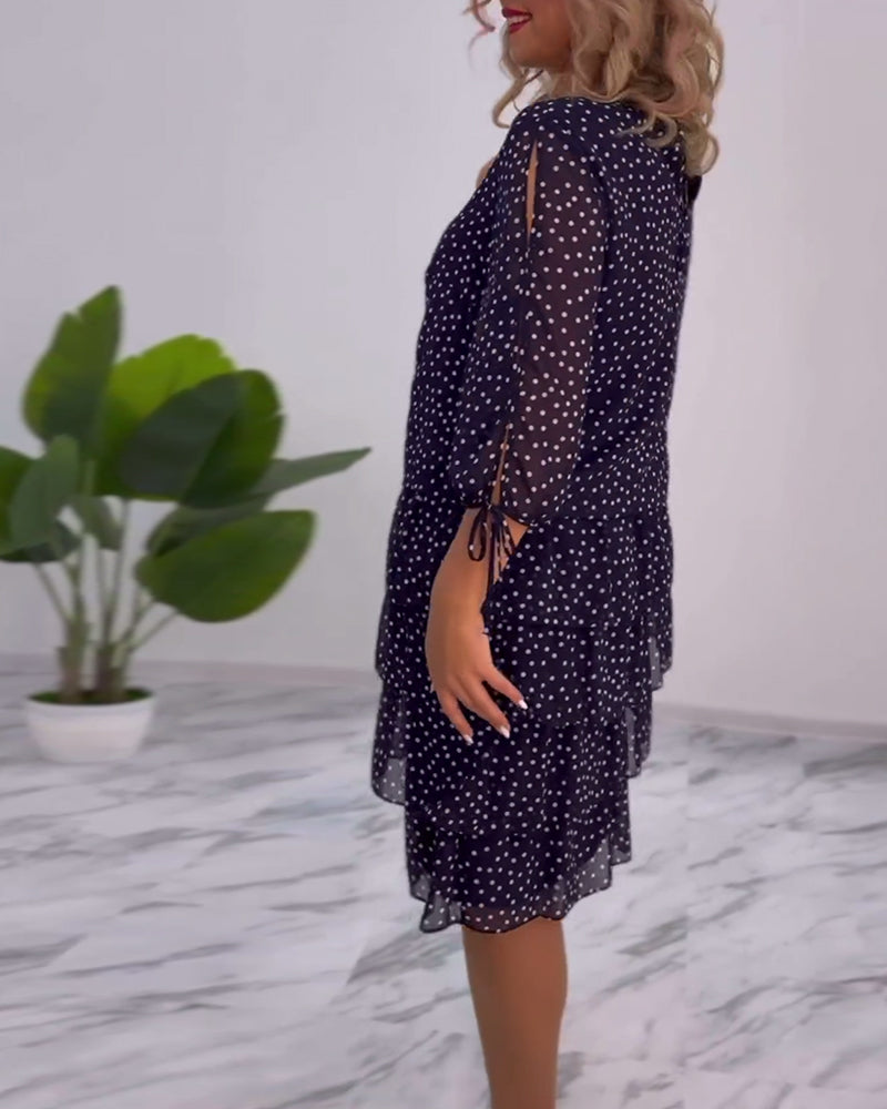 Ava™ | Tiered Polka Midi Dress