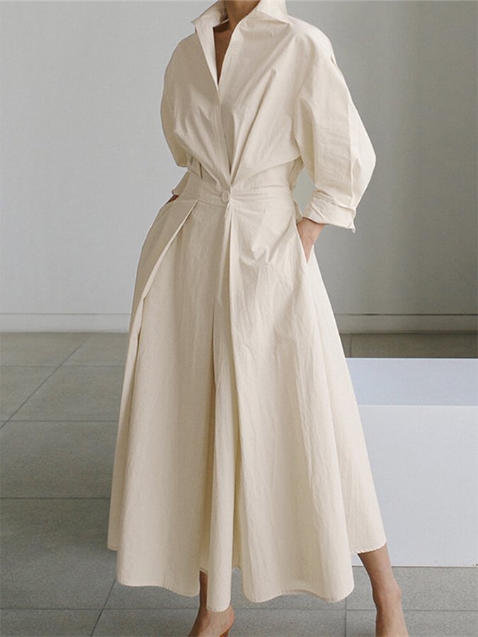 Clémence | Elegant Button-Up Midi Dress
