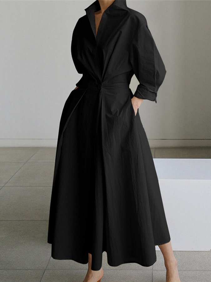 Clémence | Elegant Button-Up Midi Dress