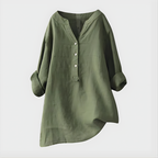 Stella™ Elegant Cotton-Linen V-Neck Blouse