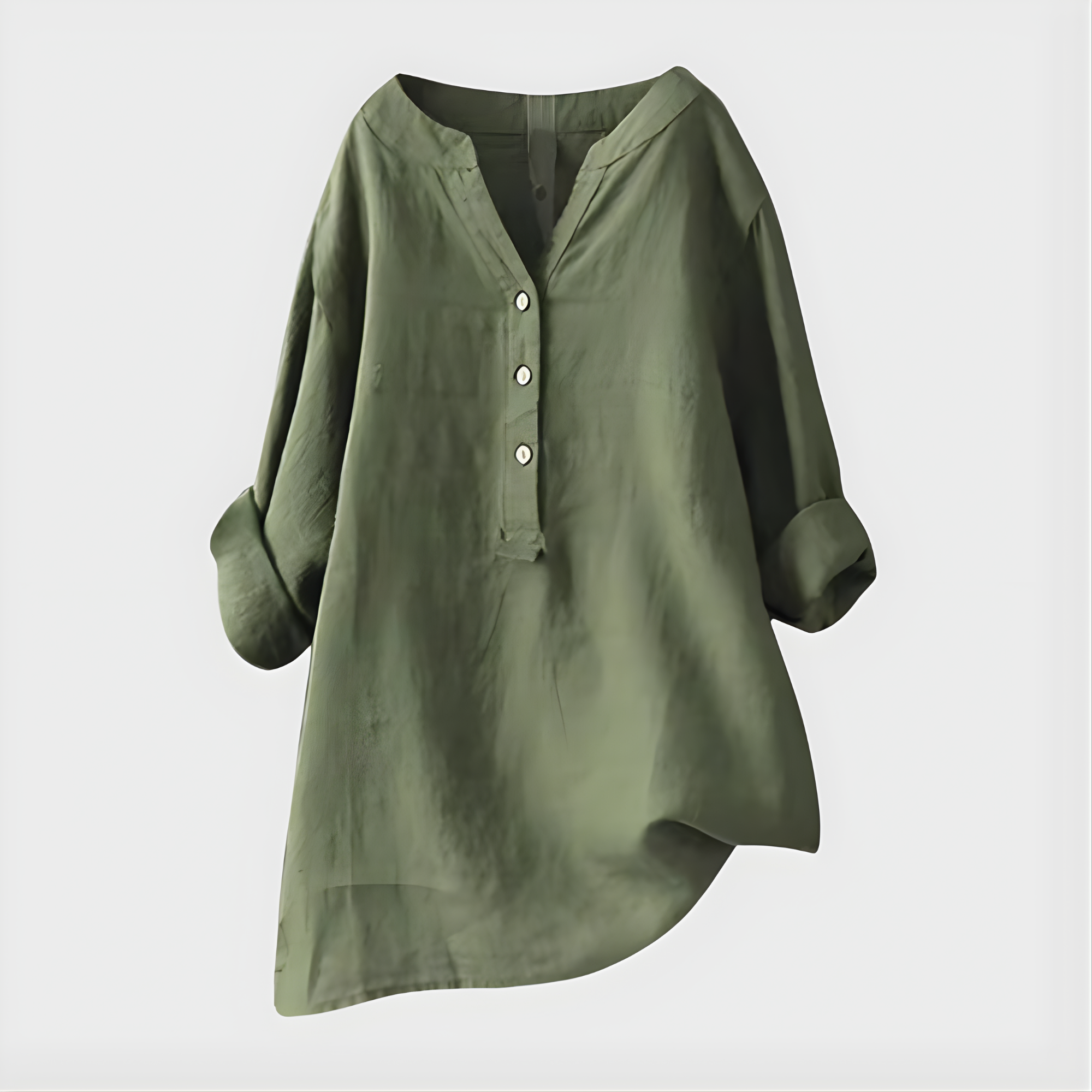 Stella™ Elegant Cotton-Linen V-Neck Blouse