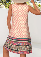 Hazel Beige Cut Out Floral Print A Line Sleeveless