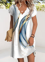 Sophie White Ombre Short V Neck Dress