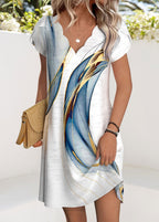 Sophie White Ombre Short V Neck Dress