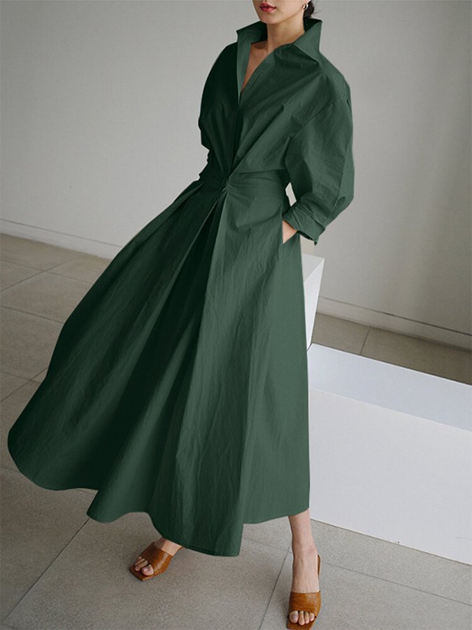 Clémence | Elegant Button-Up Midi Dress