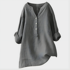 Stella™ Elegant Cotton-Linen V-Neck Blouse