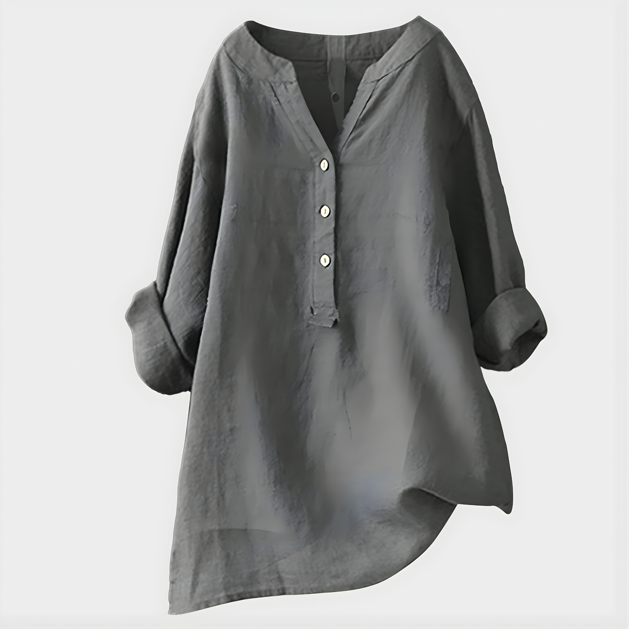 Stella™ Elegant Cotton-Linen V-Neck Blouse