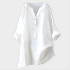Stella™ Elegant Cotton-Linen V-Neck Blouse