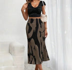 Abstract Edit Pleated Maxi Skirt