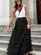 Cascade Layered Hem Skirt