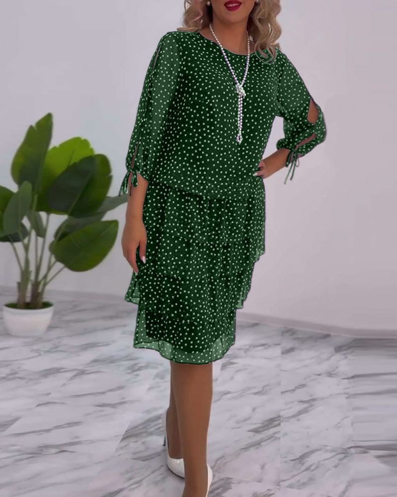 Ava™ | Tiered Polka Midi Dress