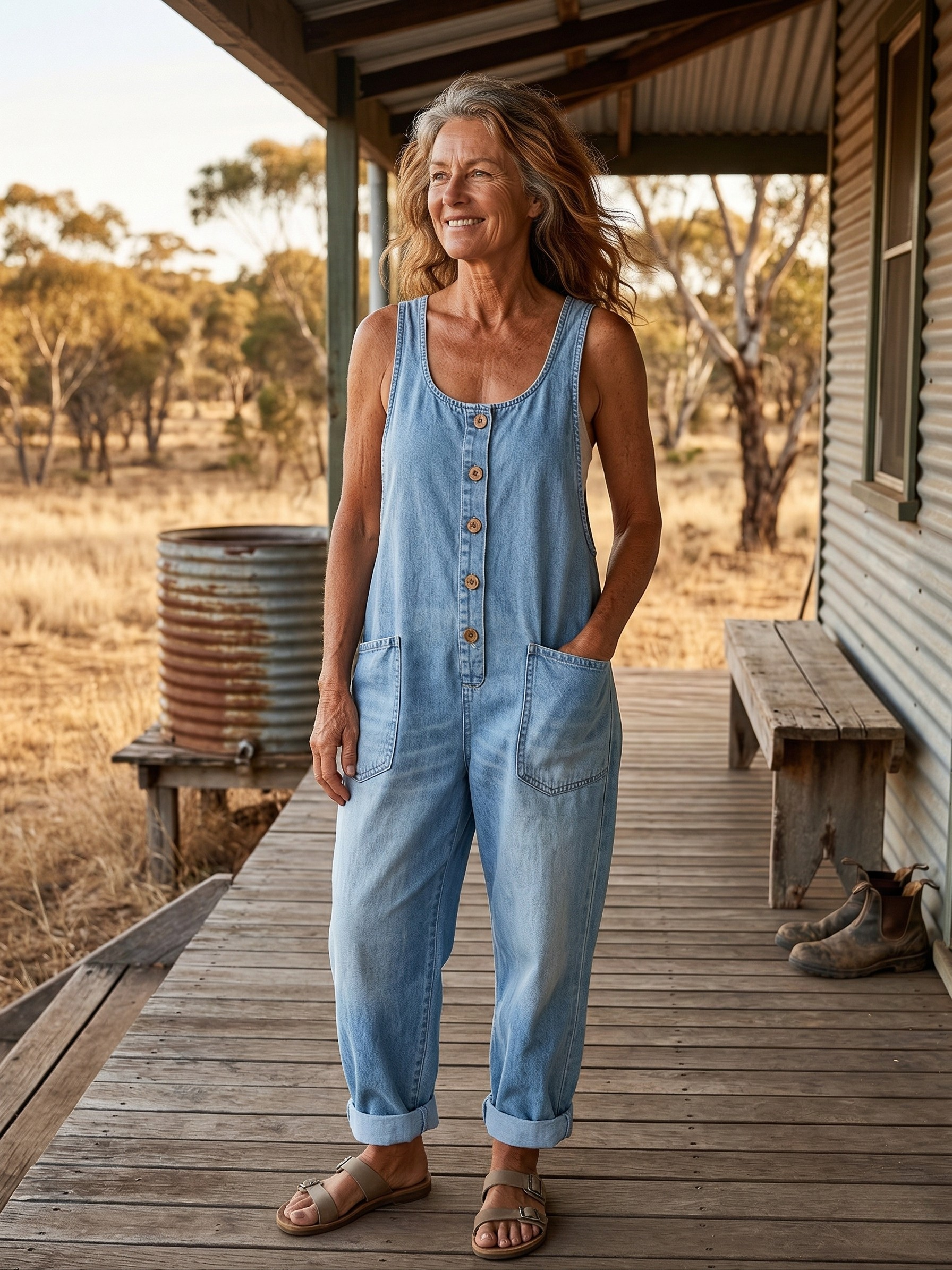 Claire - Vintage Washed Denim Dungaree