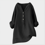 Stella™ Elegant Cotton-Linen V-Neck Blouse