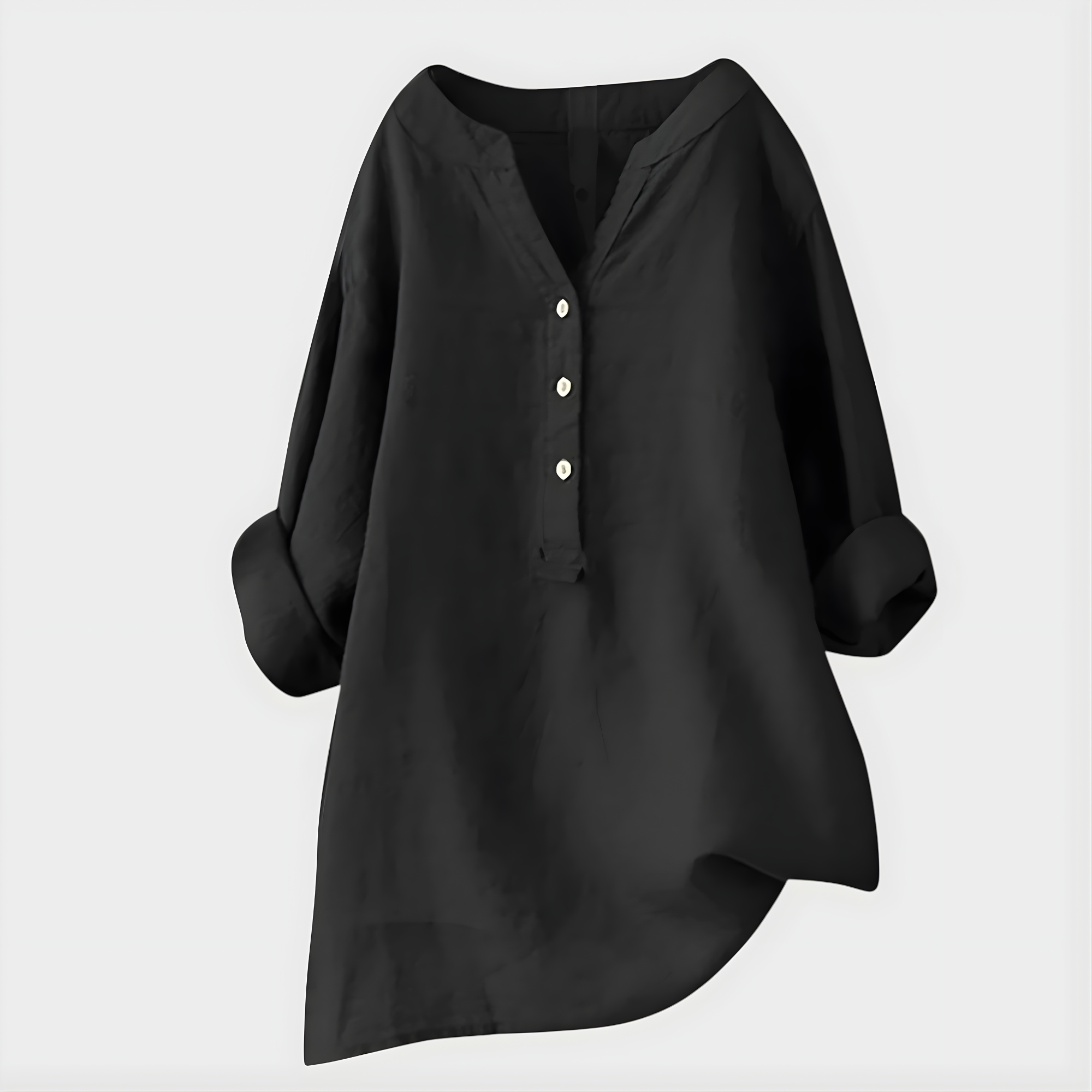 Stella™ Elegant Cotton-Linen V-Neck Blouse
