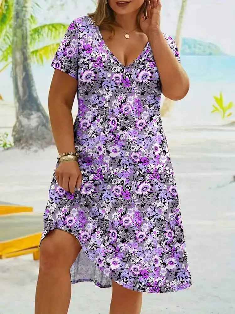 Harlayne™ | Floral V-Neck Dress