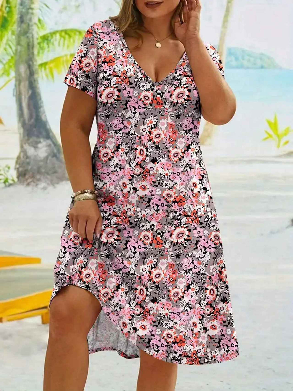 Harlayne™ | Floral V-Neck Dress