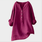 Stella™ Elegant Cotton-Linen V-Neck Blouse