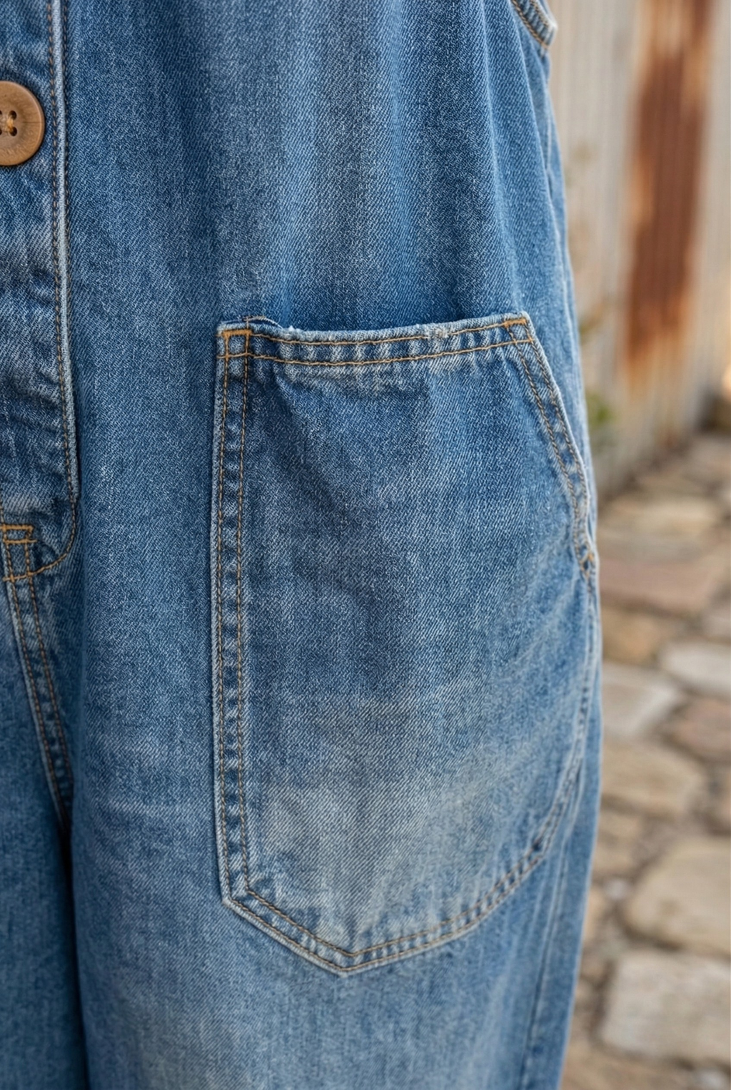 Claire - Vintage Washed Denim Dungaree