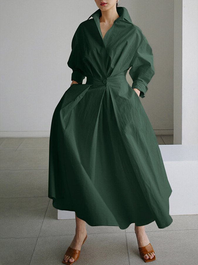 Clémence | Elegant Button-Up Midi Dress