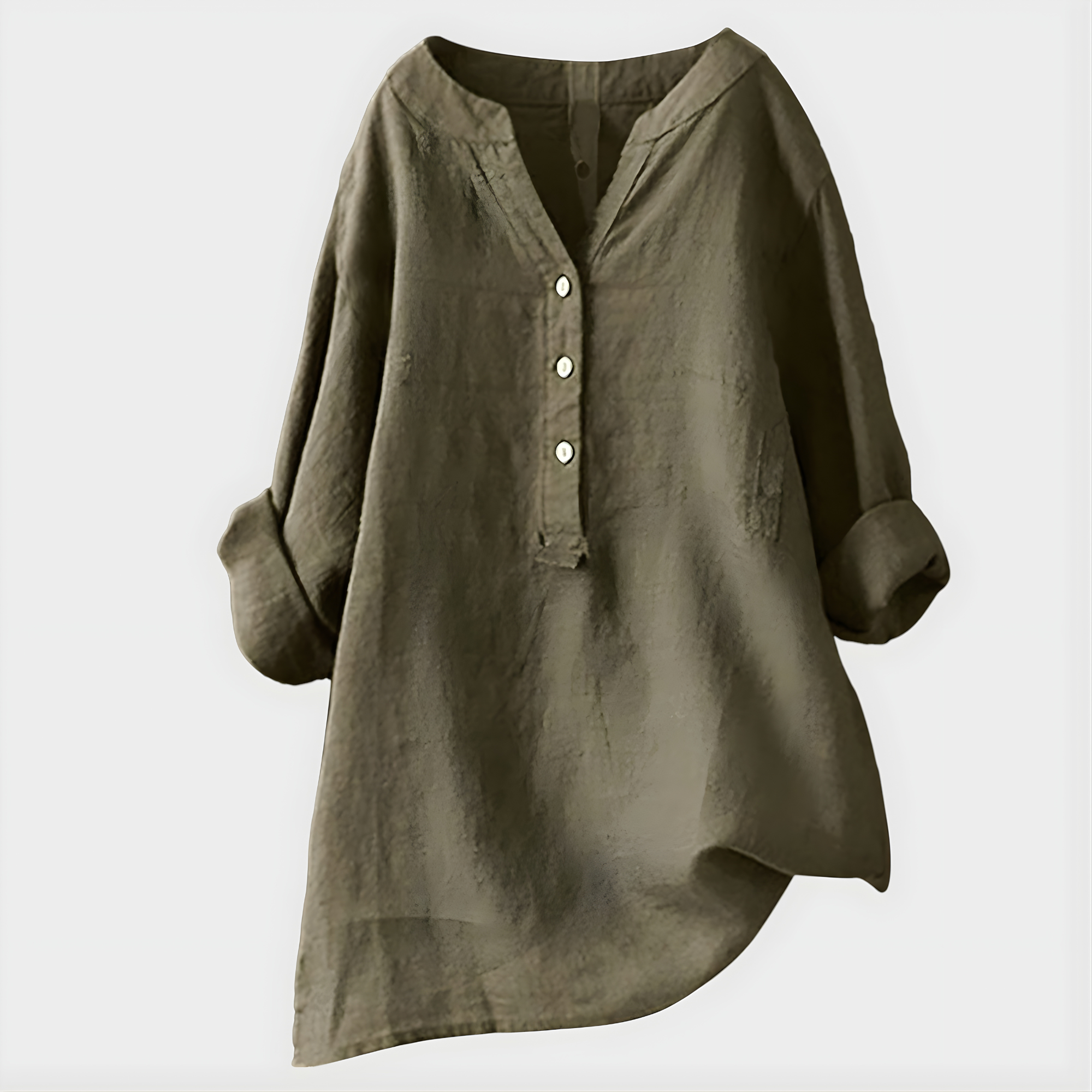 Stella™ Elegant Cotton-Linen V-Neck Blouse