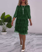 Ava™ | Tiered Polka Midi Dress