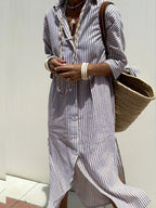 Hazel - Sophisticated Striped Comfort Midi Dress