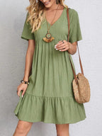 Audrey - Trendy Boho Ruffle Hem Mini Dress