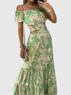 Arden - Elegant Irregular Grain Cut-Out Style Midi Dress