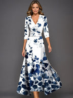 Zoe - Classic Floral V-Neck Maxi Dress