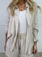 YONARA™ | SOLID COLOUR SHIRT IN VISCOSE & LINEN BLEND