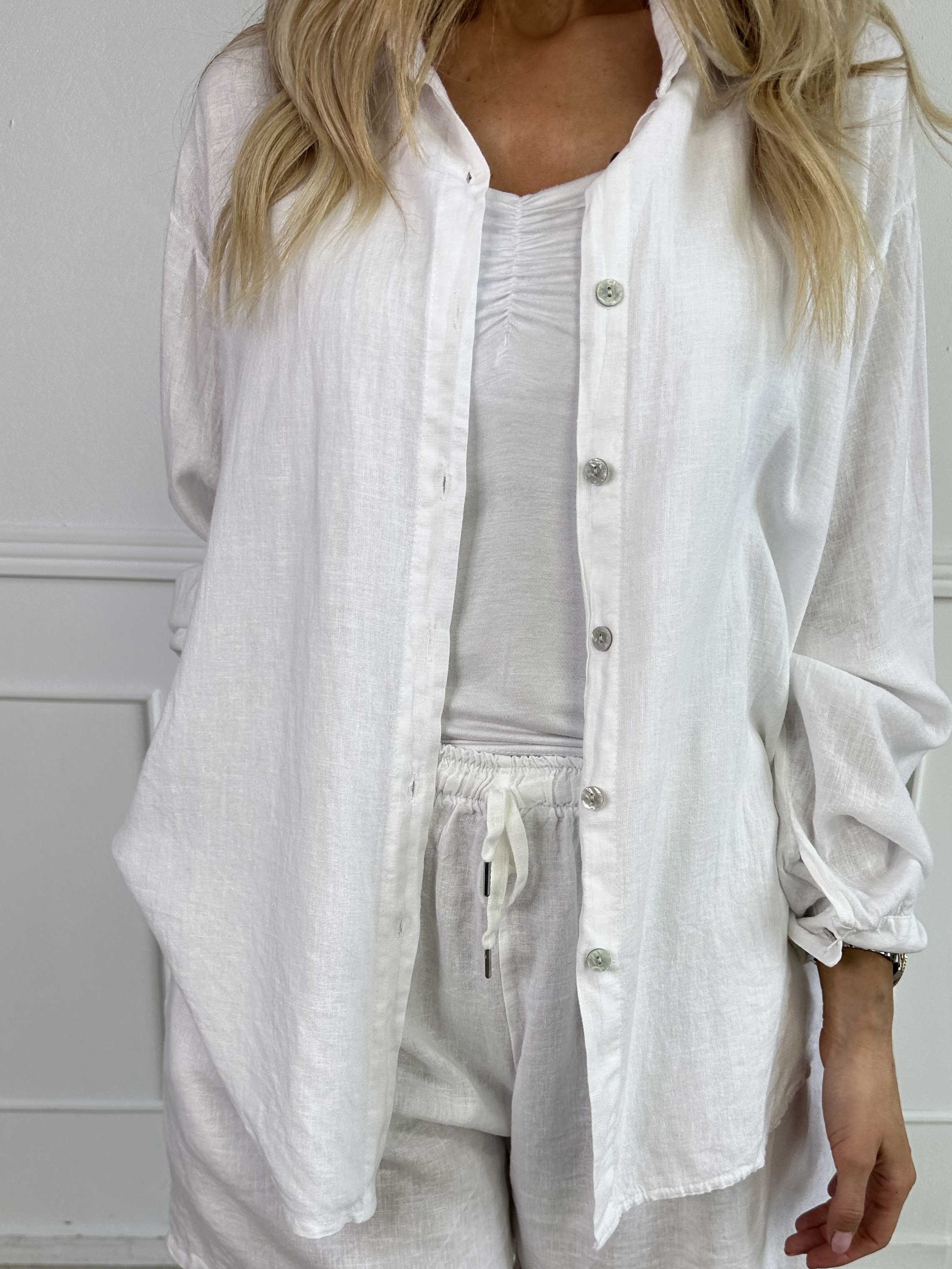 YONARA™ | SOLID COLOUR SHIRT IN VISCOSE & LINEN BLEND