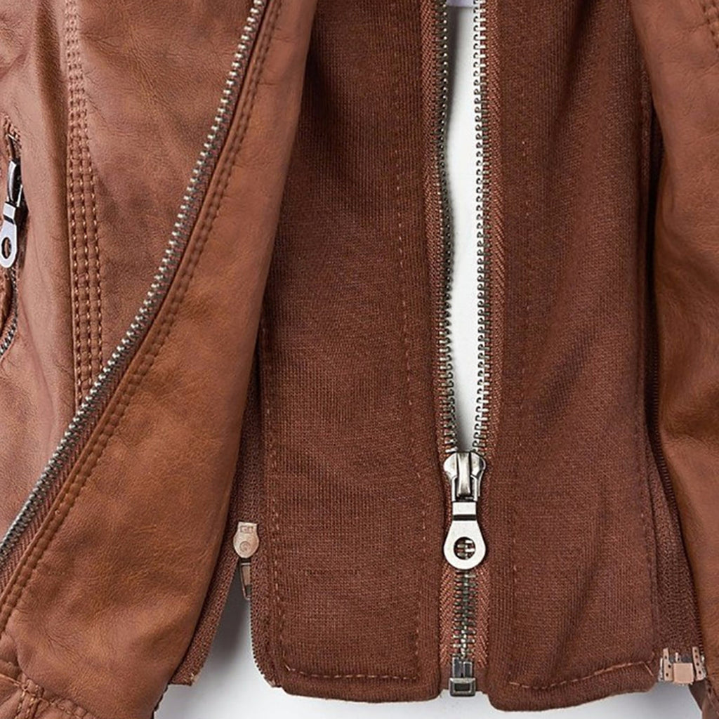 Olive™ - Waterproof Women's Leather Jacket with Hood