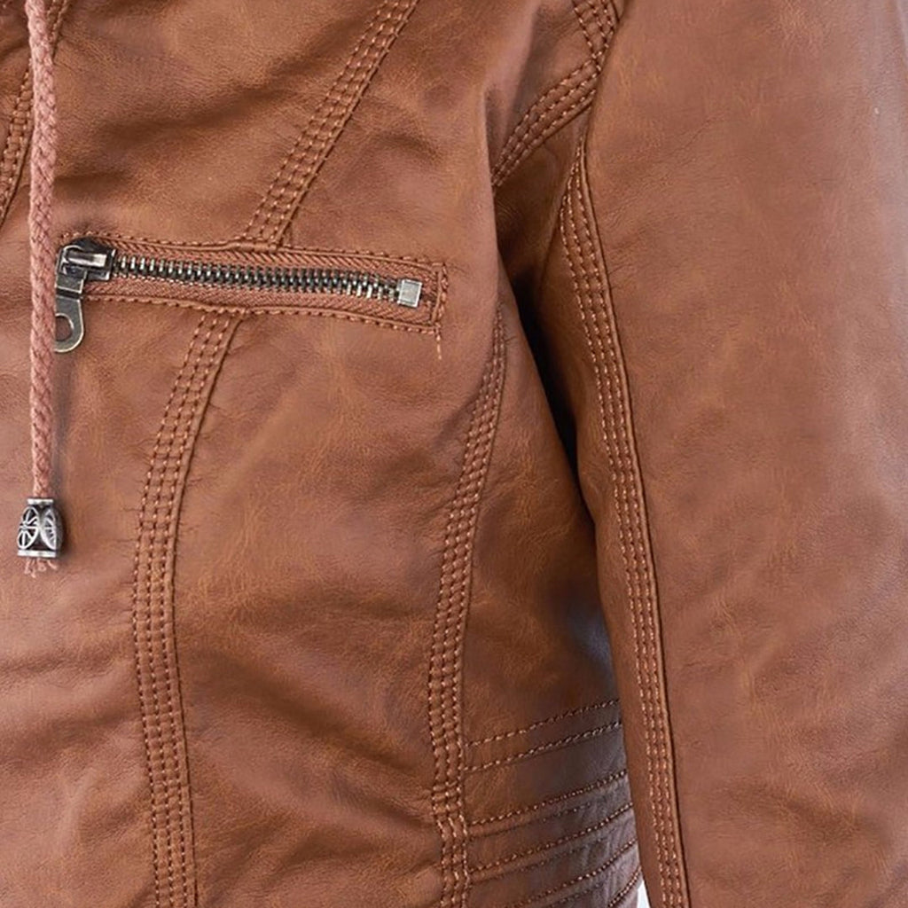 Olive™ - Waterproof Women's Leather Jacket with Hood