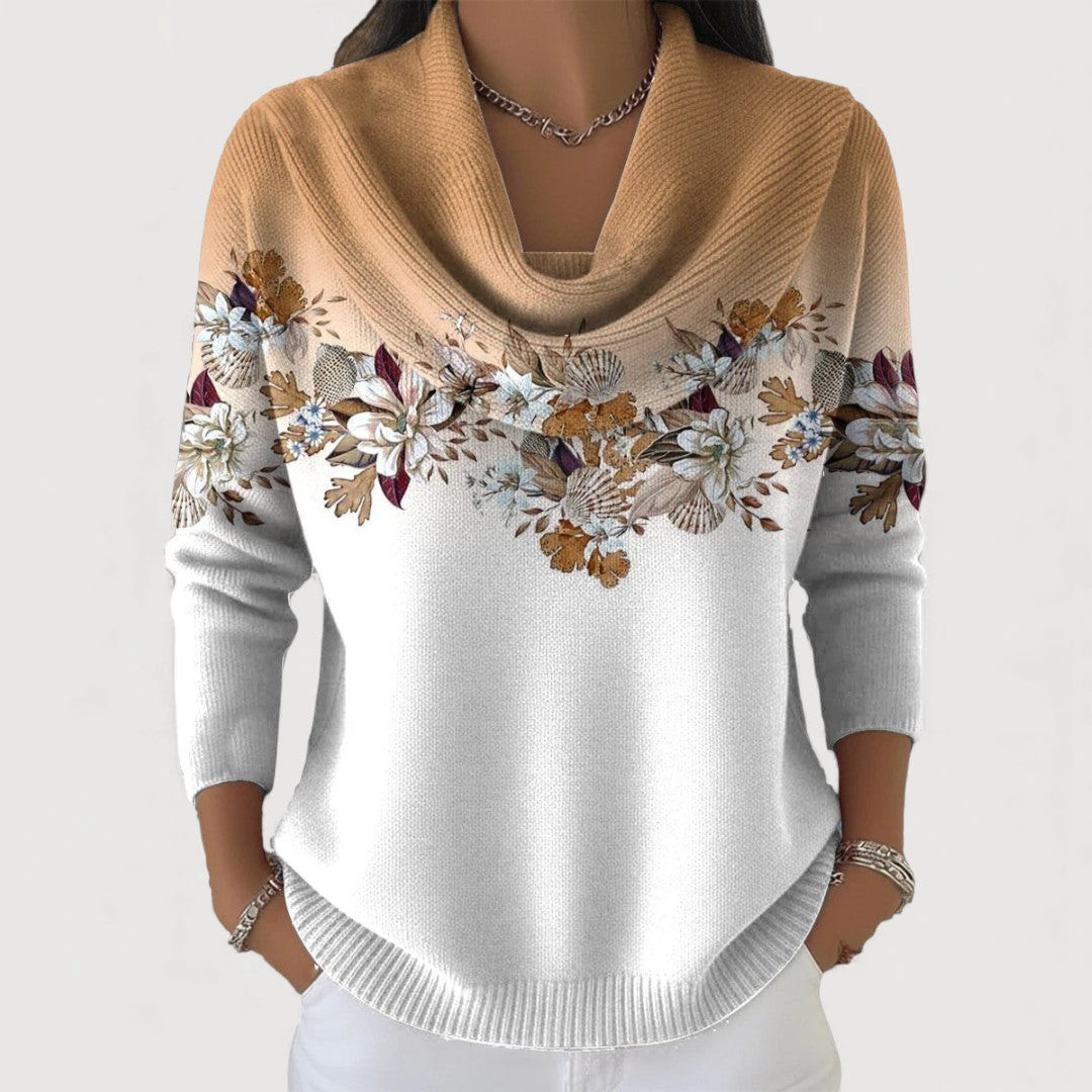 Camila | Floral Sweater with Soft Collar Top
