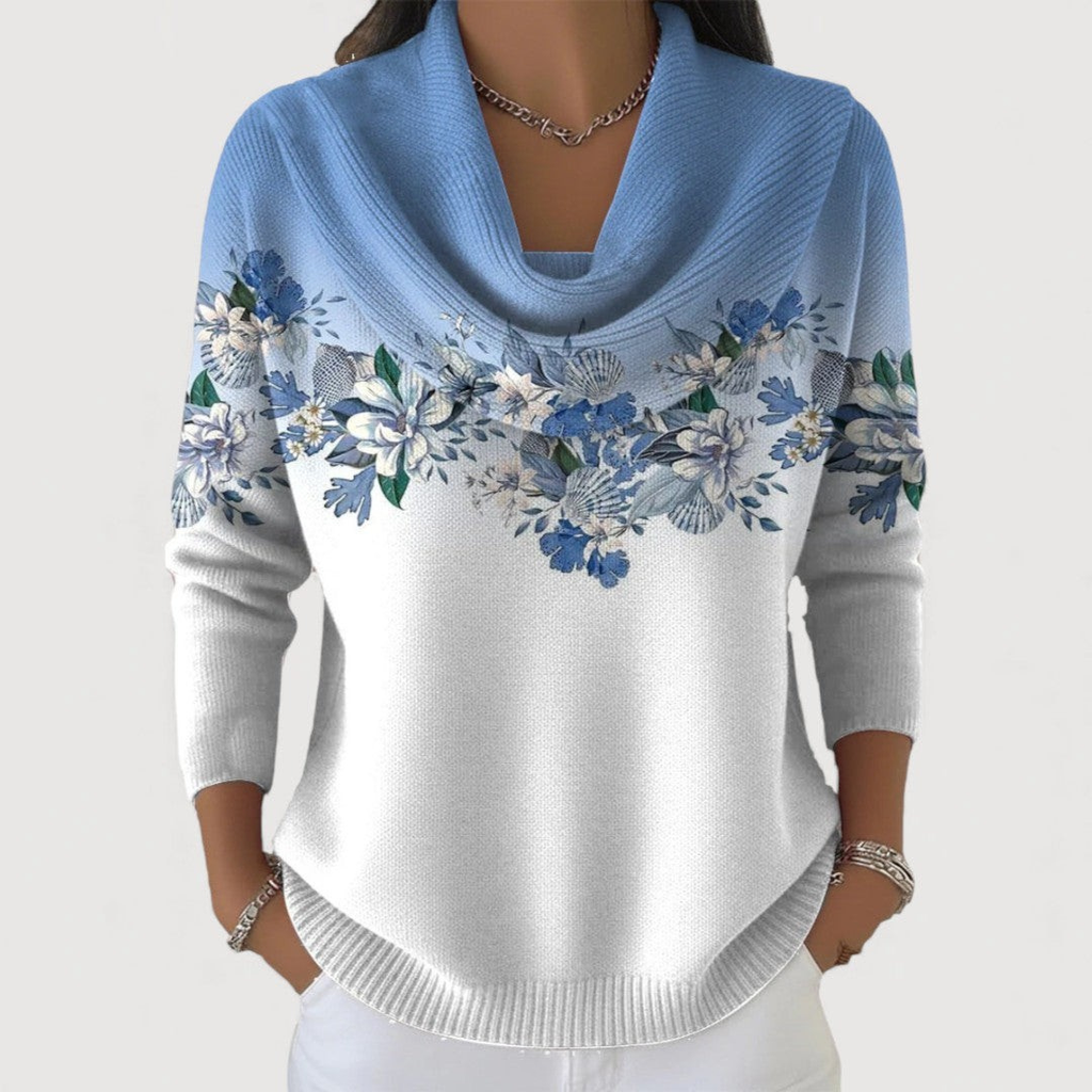 Camila | Floral Sweater with Soft Collar Top