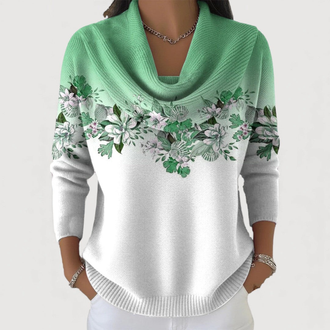 Camila | Floral Sweater with Soft Collar Top