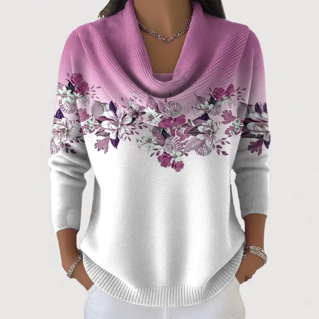 Camila | Floral Sweater with Soft Collar Top