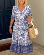 Penelope™ Elegant Floral V-Neck Dress